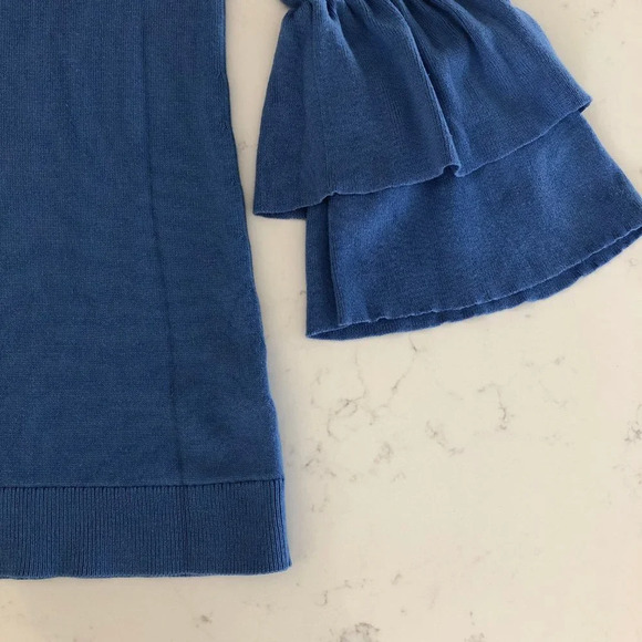 Talbots Casual Scoop Neck Layered Bell 3/4 Sleeve Knit Top Periwinkle Blue Sz XS - Picture 5 of 12